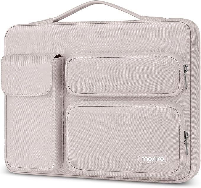 MOSISO 360 Protective Laptop Case 15 inch, Laptop Sleeve Compatible with MacBook Air M5 A3448 M4 A3241 M3 A3114 M2 A2941 2026-2023,Dell XPS,Side Open Bag with 2 Raised&1 Flapover Pockets, Stone Gray