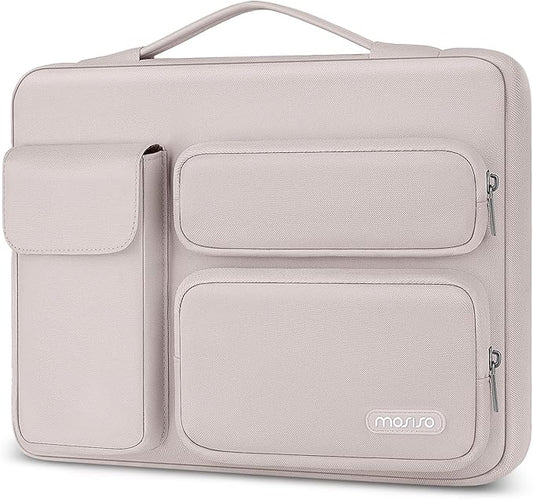 MOSISO 360 Protective Laptop Case 15 inch, Laptop Sleeve Compatible with MacBook Air M5 A3448 M4 A3241 M3 A3114 M2 A2941 2026-2023,Dell XPS,Side Open Bag with 2 Raised&1 Flapover Pockets, Stone Gray