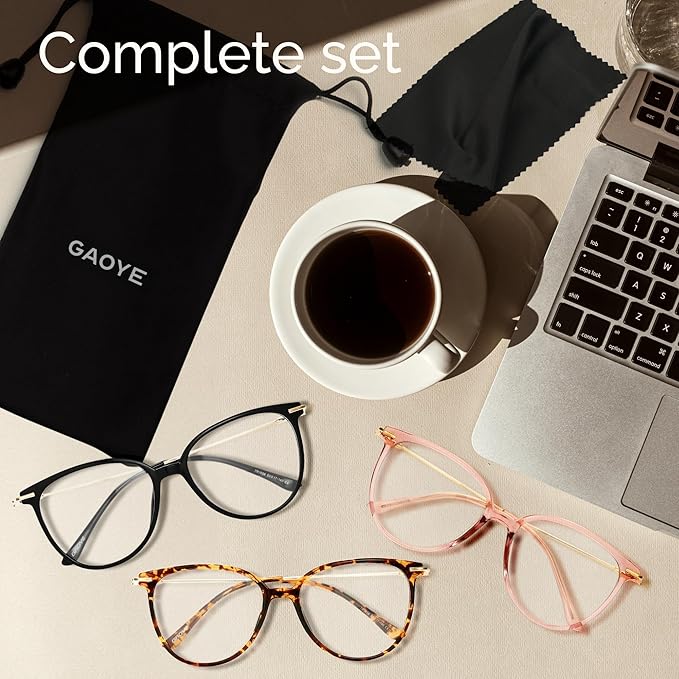 Gaoye Blue Light Blocking Glasses - Trending Round TR90 Frames, Metal Arms, UV400 Protection - Matching Soft Case