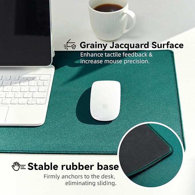 Waterproof Large Gaming Mouse Pad with Durable Stitched Edges, Non-Slip Rubber Base, Grainy Jacquard Mouse Mat Desk Pad for Home Office Gaming, 31.5''x11.8''x0.12'', Matte Green