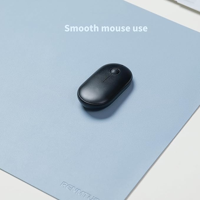 RENMTURE PU Mouse Pad, Faux Leather Large Desk Pad, Home Work Office Accessories, Non-Slip Desk Mat, Waterproof Gaming Pad Desk Blotter (32"x16", Baby Blue)