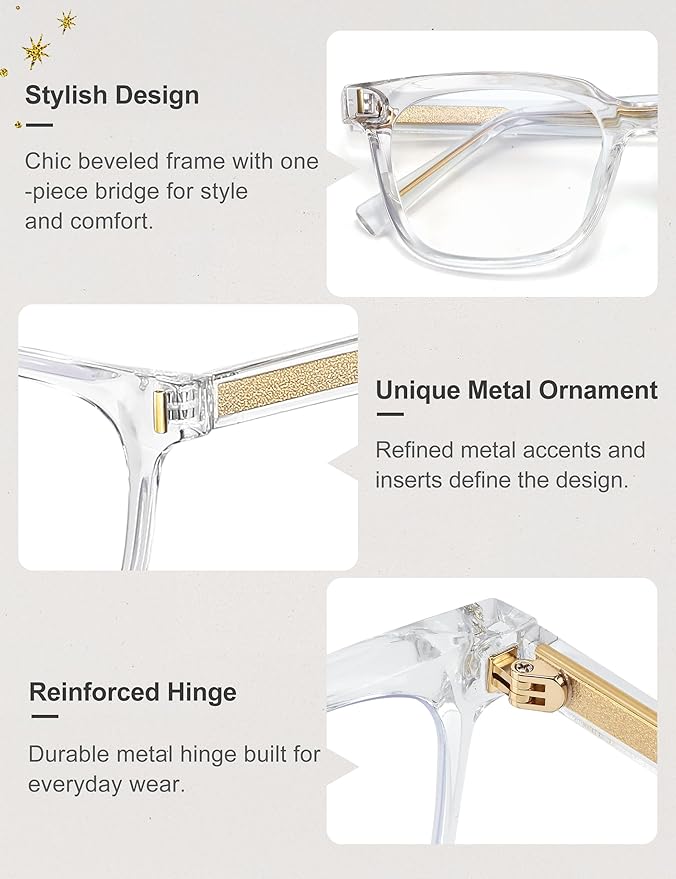 Madison Avenue Trendy Sqaure Blue Light Blocking Glasses for Women with Case, Stylish Anti Glare Glasses for Computer