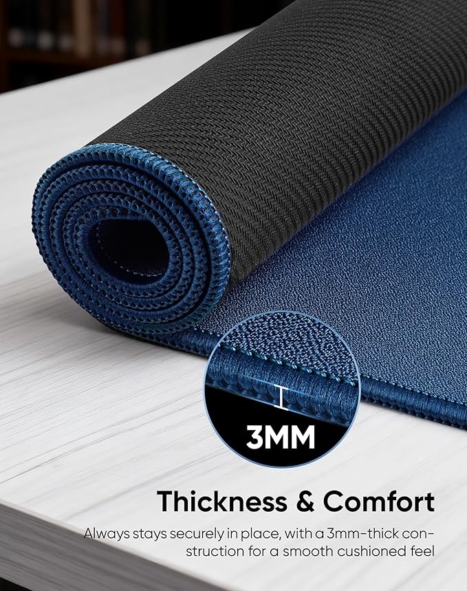 Waterproof Large Gaming Mouse Pad with Durable Stitched Edges, Non-Slip Rubber Base, Grainy Jacquard Mouse Mat Desk Pad for Home Office Gaming, 35.4''x15.7''x0.12'', Matte Gray