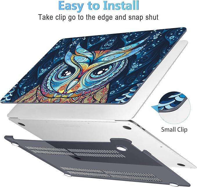 Mektron for MacBook 13 inch Air Case A2337 M1 2020 2019 2018 Release, Ultra Thin Plastic Hard Shell Cover for MacBook Air 13 inch A2179 A1932, Cute Owl
