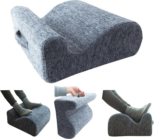 Ergonomic FootstoolTwo-Way Tilt Design with Heel & Arch SupportWide Non-Slip Foam Footrest with 3-Point Support, Removable Washable Cover for Office/Home, for Prolonged Sitting & Under-Desk Use