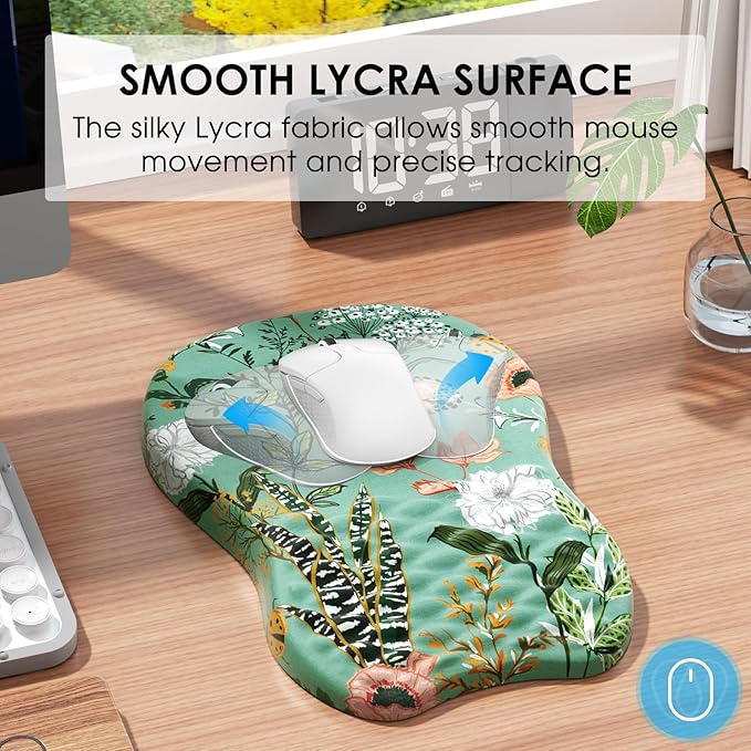 MROCO Ergonomic Mouse Pad with Wrist Support, Wrist Rest Mousepads for Carpal Tunnel Pain Relief, Memory Foam Pad with Massage Bulge and Non-Slip Base for Office, Home, Garden Whispers