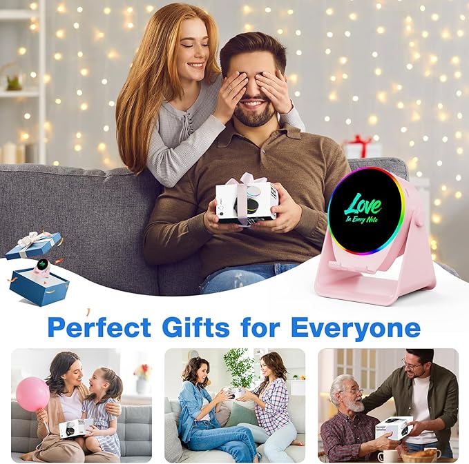 TARKARI Wireless Induction Speaker, 5 in 1 Bluetooth Speaker with 360 Rotation Cell Phone Stand and Colorful Ambient Light, Compatible with iPhone iPad Android Tablet, Birthday Gifts for Women Men