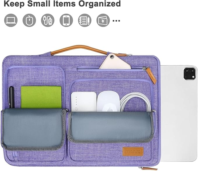 MOSISO 9-11 inch Tablet Sleeve Case for iPad A16 2025, iPad Air 11 inch M3 M2, iPad Pro 11 M4, iPad 10/9/8/7th, Galaxy Tab A9+/S9/S8/Plus 11, Side Open Carrying Bag with 4 Zipper Pockets, Purple