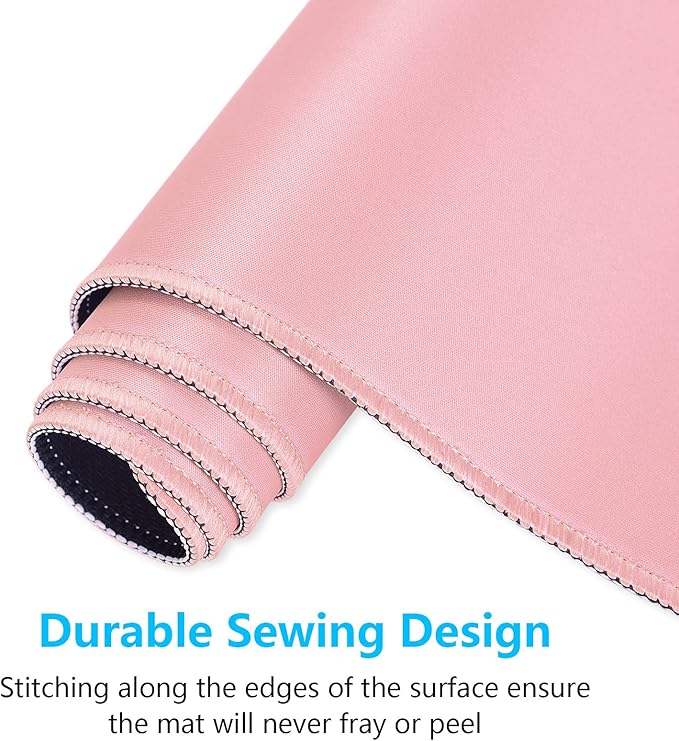 Dapesuom Large Mouse Pad, Extended Gaming Mouse Mat with Stitched Edges, Full Size Desk Mats with Non-Slip Base, Computer Big Desktop Keyboard Pad for Gamer, Laptop, Office, 23.6 x 11.8 in, Pink