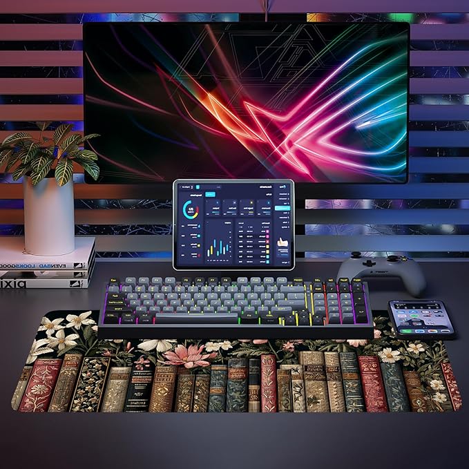 Mouse Pad, Large Anti-Slip with Stitched Edges Desk Mat Desktop Laptop Computer Desk Keyboard Mat,Table Protector Blotter Mat (Book, 31.5" x 11.8")