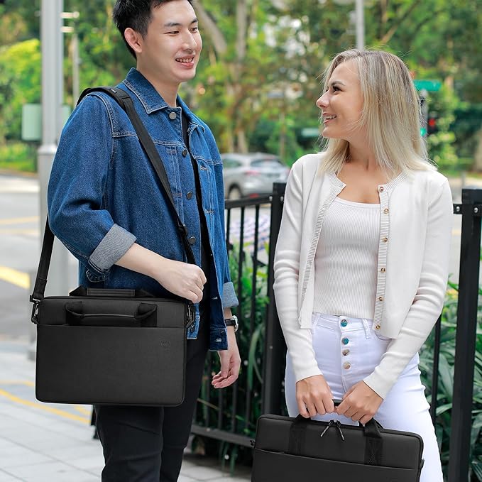 Dell 15-16 EcoLoop Pro Sleeve - CV5623 - Organizer, Front Zippered Pocket, Weather-resistant, Luggage Pass Through, Padded Carry Handles, Detachable Shoulder Strap, Nylex Lining Material - Black
