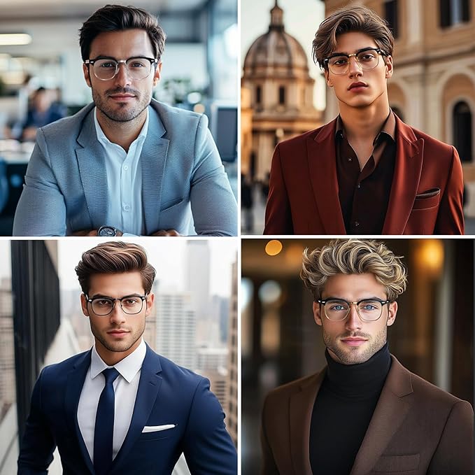 Blue Light Glasses Men and Woman, 99% Blue Light Blocking Glasses for Computer Gaming TV Phone Screen Half Frame