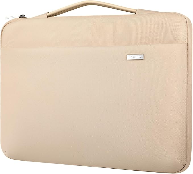 LANDICI 360°Laptop Sleeve Case 15.6 16 Inch Compatible with MacBook Pro 16 M1/M2/M3/M4 2019-2025, 15.6-16” Hp Dell Lenovo Acer Asus, Waterproof Computer Bag Cover with Handle, Apricot
