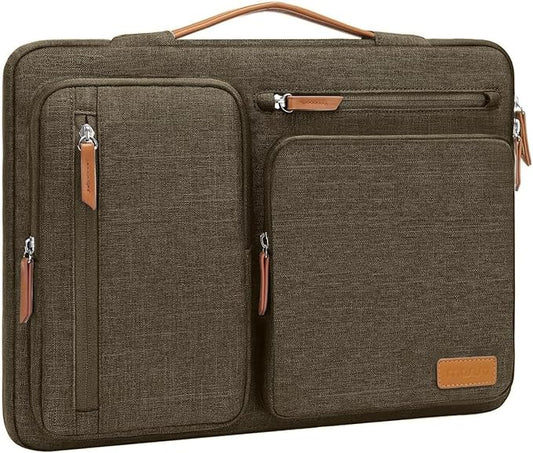 MOSISO 360 Protective Laptop Case 16 inch, 15-15.6 inch Laptop Sleeve Compatible with MacBook Pro 16, HP Acer Dell Lenovo ASUS, Side Open Carrying Case with 4 Zipper Pockets&Handle,Carob Brown