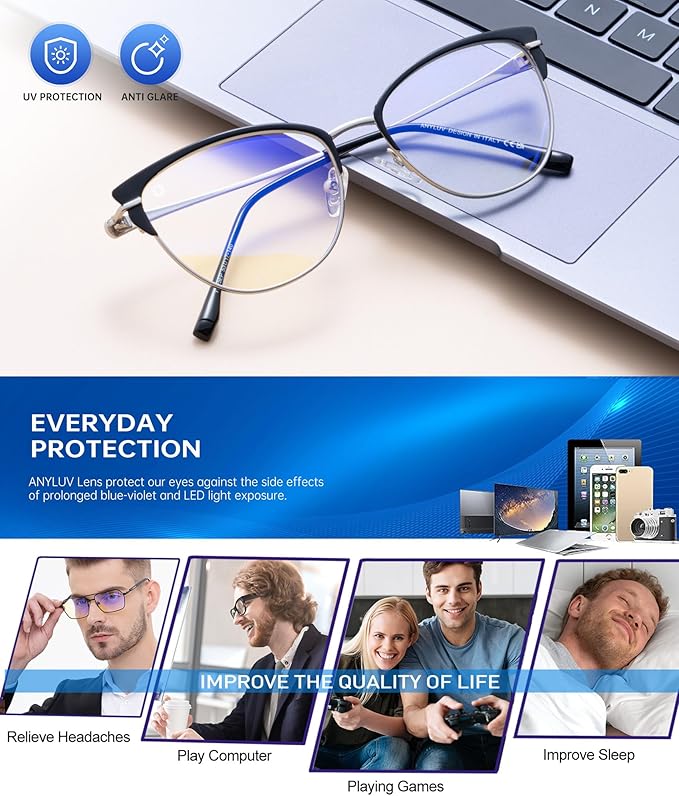 ANYLUV Blue Light Glasses for Woman Men, Womens Blue Light Blocking Glasses Computer Glasses Anti Eyestrain