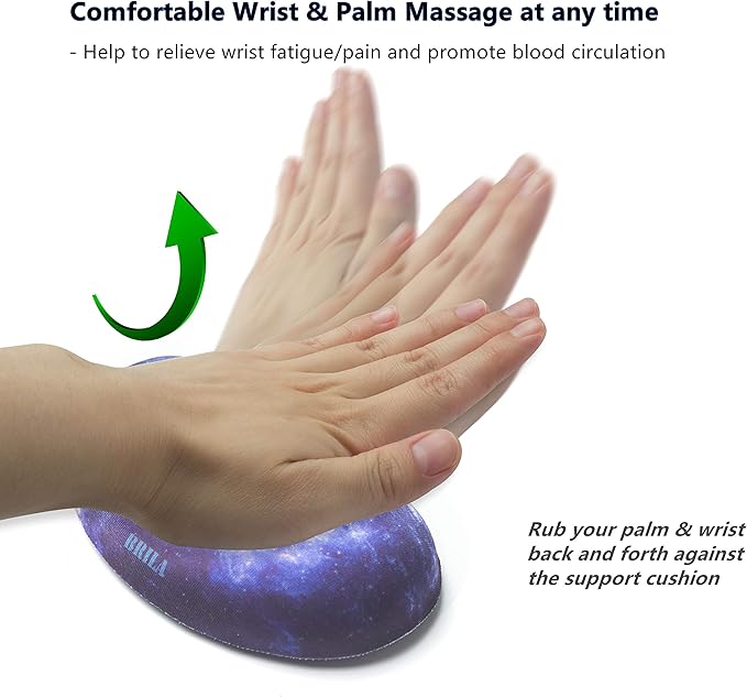 BRILA Ergonomic Memory Foam Mouse Wrist Rest Support Pad Cushion for Computer, Laptop, Office Work, PC Gaming - Massage Holes Design - Wrist Pain Relieve (Nebula Galaxy Space)