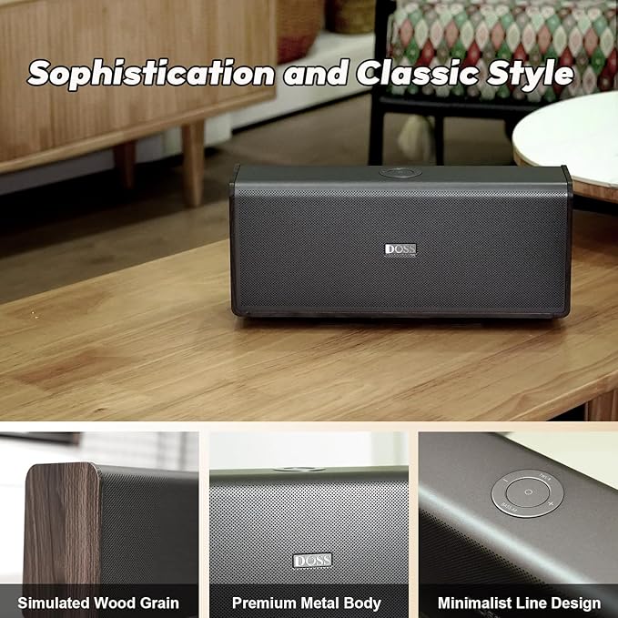 DOSS SoundBox Ultra Bluetooth Speaker with 2.1 Channel Audio, 80W Superior Sound with Deep Bass, Two DSP Technologies, 18H Playtime, BT 5.3, Wireless for Home, Office, Livingroom-Grey