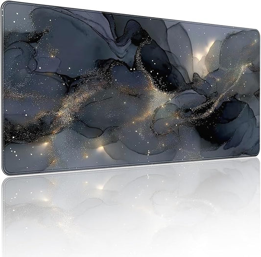 Extended Gaming Mouse Pad, Navy Blue Marble Pattern, 35.4 x 15.7 inches, XXL Extra Large Desktop Pad, Non-Slip Base, Waterproof, Suitable for Home Gaming and Office Use
