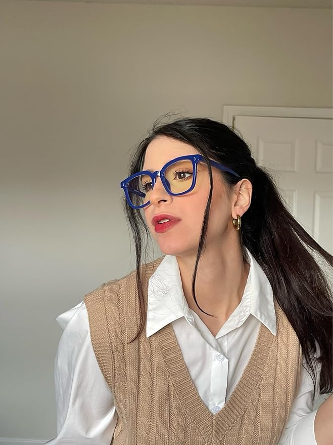 VISOONE Square Blue Light Blocking Glasses TR90 Anti Glare Computer Gaming for Women Men NOE
