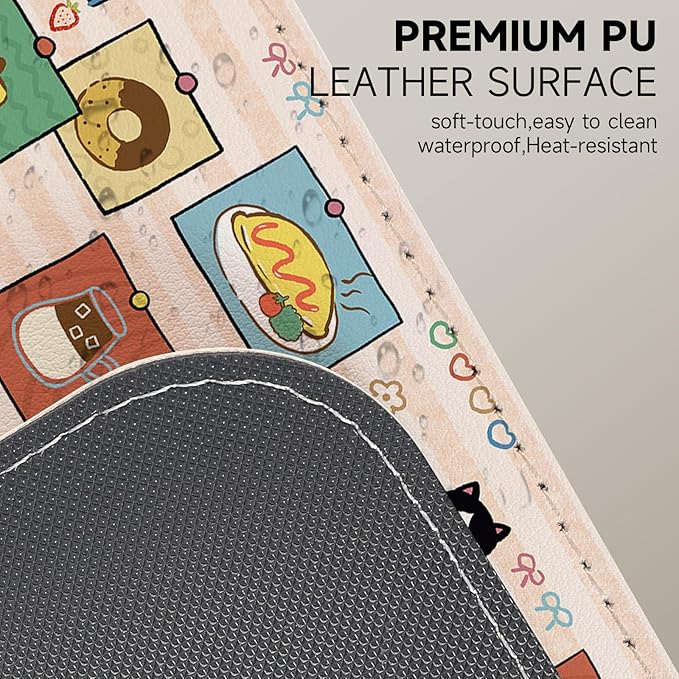 AUPET Leather Desk Pad Blotter Mat, Large Mouse Pad, Non-Slip Waterproof Desk Writing Pad Protector, Desk Decor for Office，Home，Gaming (Cat Foods, 35.4X15.7 inch)
