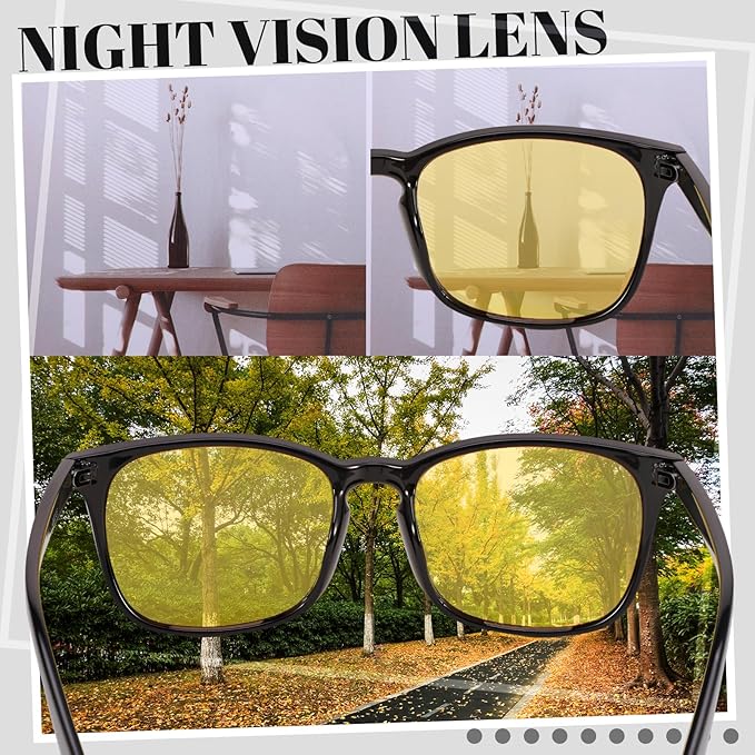 Polarized Sunglasses for Women Men, Night Driving Glasses Anti Glare Yellow Lens UV 400 for Day Night Use