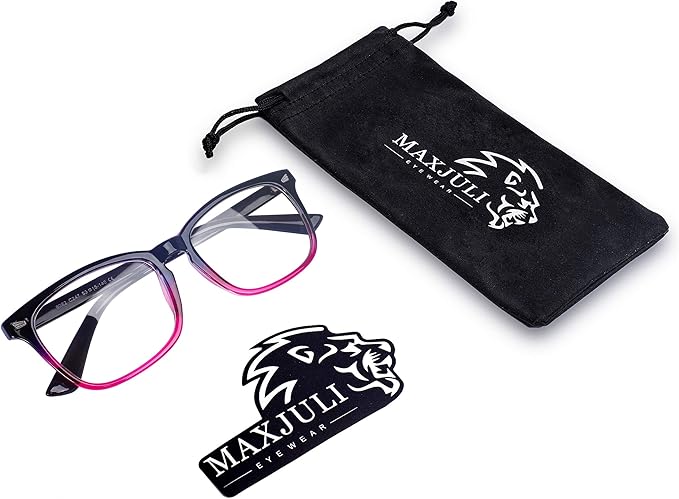MAXJULI Blue Light Blocking Glasses,Computer Reading/Gaming/TV/Phones Glasses for Women Men(Purple Gradient Pink)