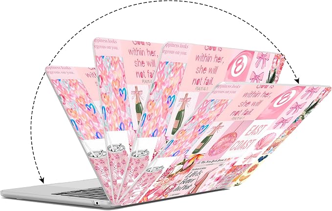 G JGOO Compatible with MacBook Air 13 inch Case 2026 2025-2022 M5 A3449 M4 A3240 M3 A3113 M2 A2681, Plastic Hard Shell for MacBook Air 13.6 inch Case +Keyboard Cover+Screen Protector, Pink Collage