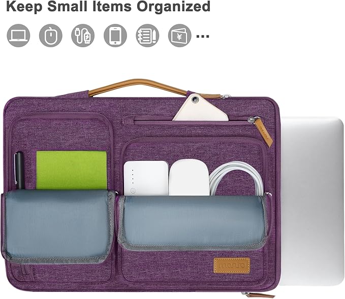 MOSISO 360 Protective Laptop Case 13.3 inch, 13-13.3 inch Laptop Sleeve Compatible with MacBook Air/Pro 13 / Pro 14,HP Dell Acer ASUS,Side Open Carrying Case with 4 Zipper Pockets&Handle,Argyle Purple