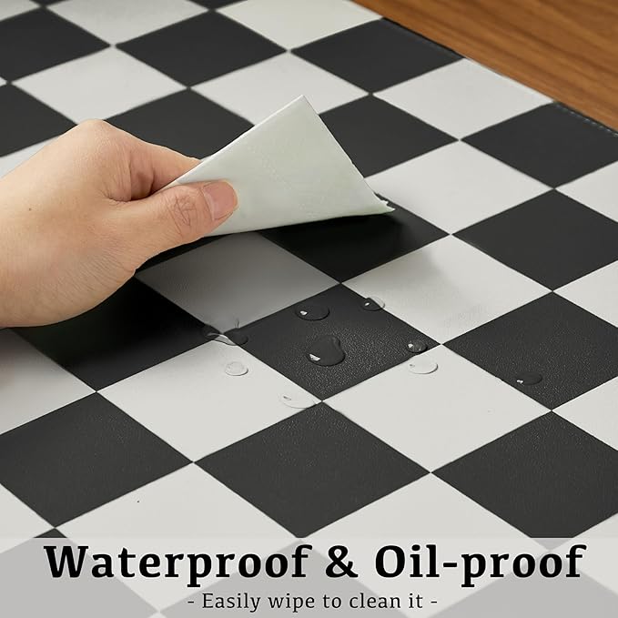 Checkered Desk Mat, 31.5" x 15.7" Large Cute Black White Aesthetic Retro Accessoires, PU Leather Computer Laptop Desk Mat Mouse Keyboard Pad, Desk Writing Makeup Mat for Vanity/Work/Home Decor