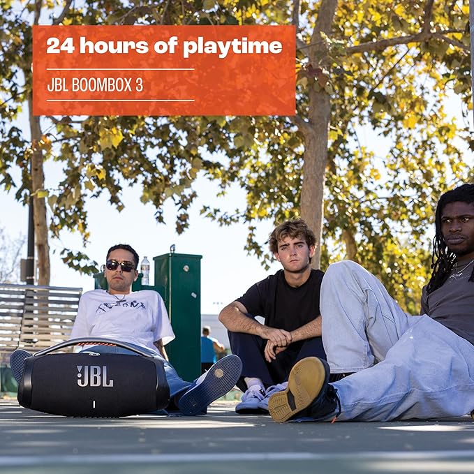 JBL Boombox 3 - Portable Bluetooth Speaker, Powerful Sound and Monstrous bass, IPX7 Waterproof, 24 Hours of Playtime, powerbank, PartyBoost for Speaker Pairing, eco-Friendly Packaging (Squad)