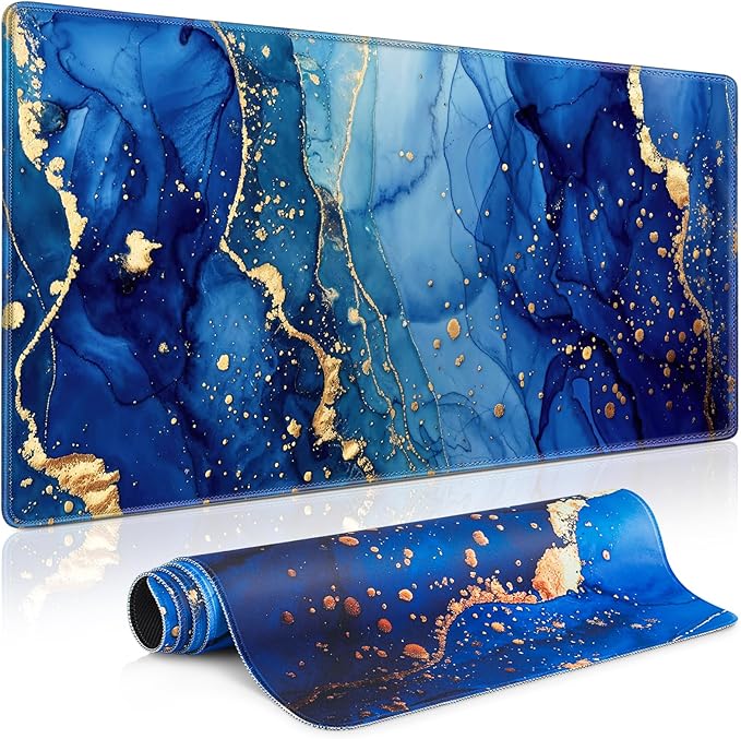 Mousepad Blue, Large Gaming Mouse Pad XXL 35.4×15.7in, Extended Computer Keyboard Mouse Mat Desk Pad for Laptop with Stitched Edges, Waterproof Mousepad for Gamer Home&Office Women
