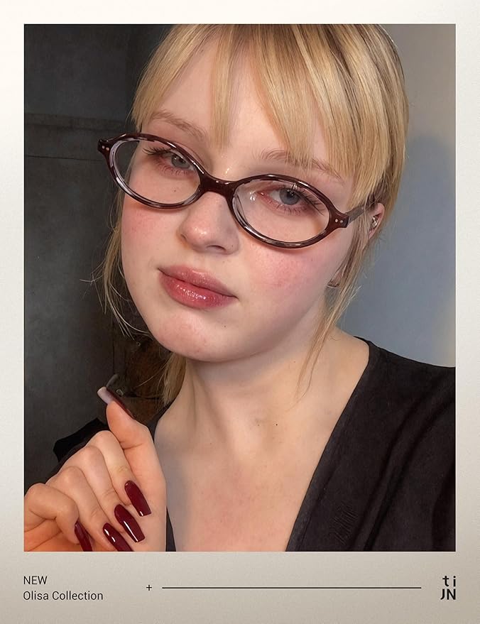 TIJN Olisa Blue Light Blocking Glasses for Women Men,Retro Oval Frame Bluelight Eyeglasses for Gaming/Computer/Screen
