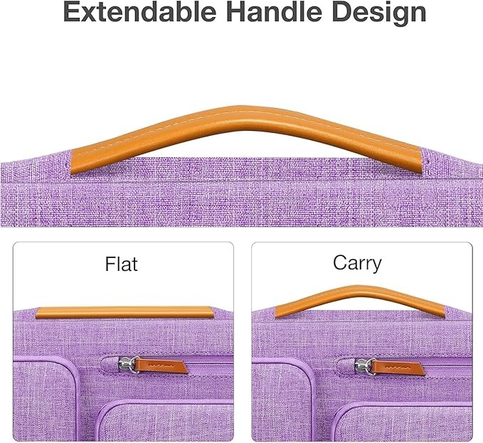 MOSISO 360 Protective Laptop Case 14 inch, 14 inch Laptop Sleeve Compatible with HP Lenovo Dell ASUS Acer, HP, Dell Latitude, Lenovo, Side Open Carrying Case with 4 Zipper Pockets&Handle, Lilac