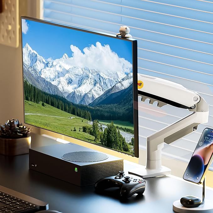 Monitor Mount,Fits 17-30" or Bigger Computer Monitors(Within 19.8lbs), Adjustable Stand with Tilt Rotation Swivel Function, Desk Mount F80 Series (White)