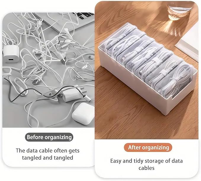 11 Box Cable Organizer Storage Box, Desktop Cable Management with Switch, Power Cord Organizer for Office,Home,Desk Accessories Storage Stationery Supplies and Accessories???Clear??? (11 Box) - Image 2