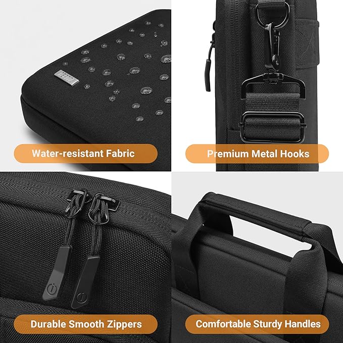 TECOOL 15.6 16 Inch Laptop Bag, 360 Protective Case Messenger Bag Computer Sleeve with Shoulder Strap Waterproof Briefcase for 15.6 16 Inch Acer ASUS Lenovo HP Dell Laptop, MacBook Pro 16, Black