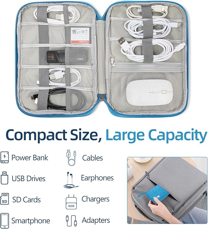 Electronics Organizer Travel Case,Travel Cable Organizer Pouch - Portable Storage Bag for Cord, Charger, Phone, Earphone, Electronic Accessories for Travel & Daily Use