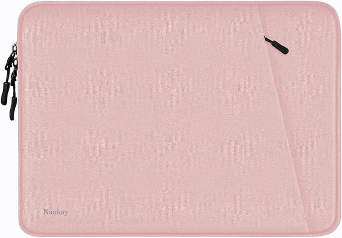 Laptop Sleeve Case, Shockproof Protective Computer Sleeve Cover with Accessories Pocket, Water Resistant Traveling Carrying Laptop Bag Compatible for 15.6 inch MacBook Dell HP Acer Lenovo, Pink