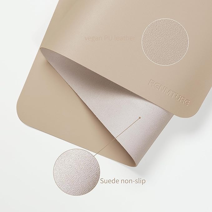 RENMTURE PU Mouse Pad, Faux Leather Large Desk Pad, Home Work Office Accessories, Non-Slip Desk Mat, Waterproof Gaming Pad Desk Blotter (36"x17", Apricot Yellow)