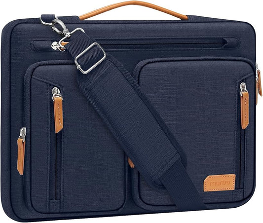MOSISO 360 Protective Laptop Shoulder Bag, Computer Bags, Side Open Messenger Bag with 5 Accessory Pockets & Belt