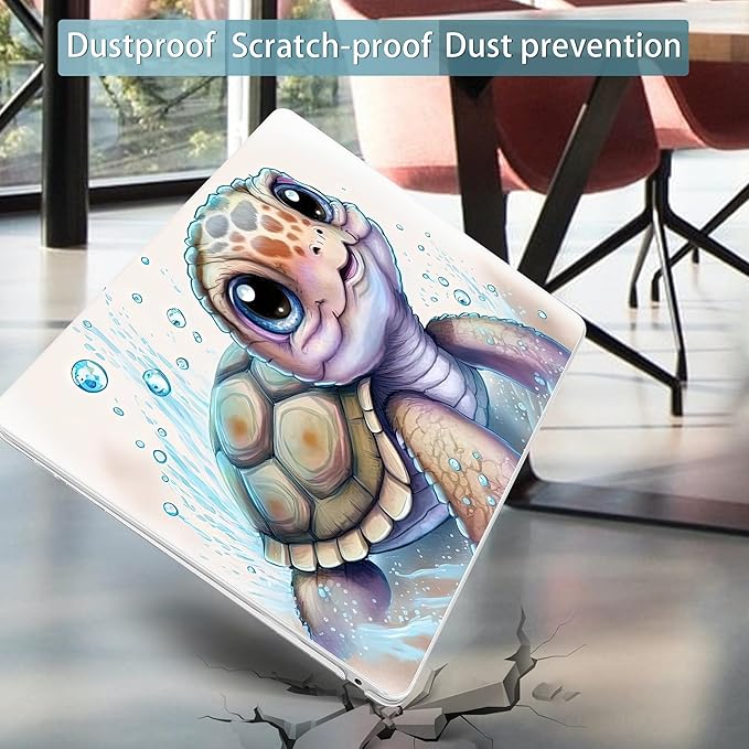 Mektron Case for MacBook Air 13 inch M1 A2337 A2179 A1932,Hard Cover 2018-2021 Air 13-inch with Touch ID, Exclusively Designed Protective Shell with Keyboard Skin+Screen Protector, Cute Turtle