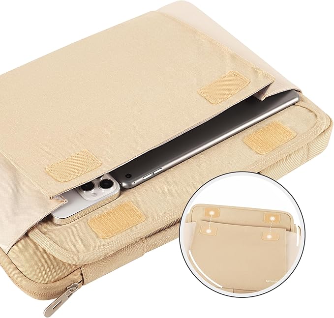 DOMISO 15.6-16 Inch Laptop Sleeve Case,Water-resistant Laptop Protective Case for MacBook Pro16,Dell XPS 16,Lenovo,HP, ASUS, Acer,Beige