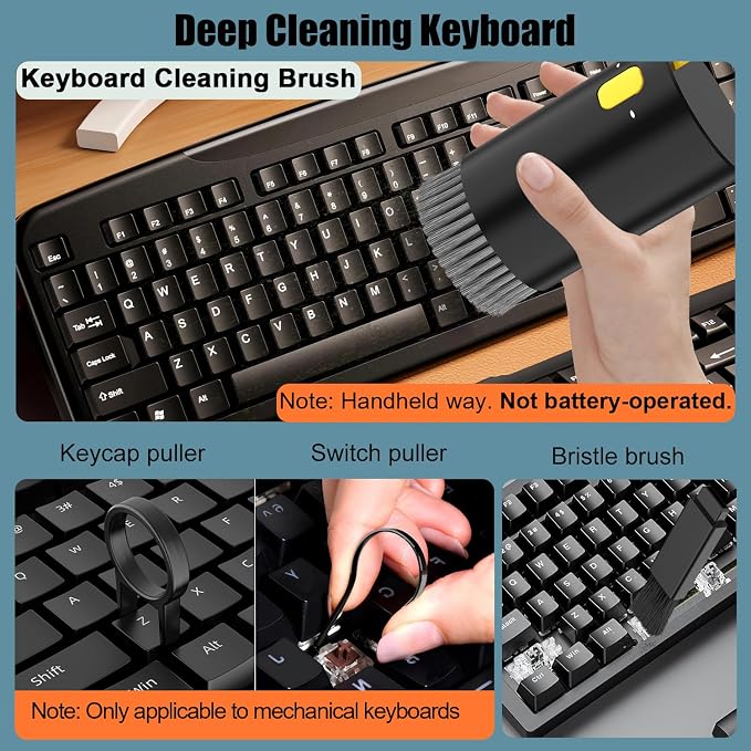 VICHYIE 20 in 1 Multifunctional Cleaner Kit for Electronic Devices, Keyboard Cleaning Brush, Headphones Cleaner Kit for AirPods, Multi-Tool for Cleaning Laptop, Earbuds, Camera, Cellphones (Black) - Image 3