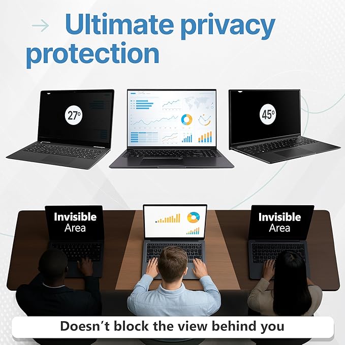 VINTEZ [2 Pack] 15.6 Inch 1.8:1 Privacy Screen for Computer Monitor and Laptop - Anti Glare Protector Film Blue Light Filter Eye Protection - Computer Screen Privacy Shield
