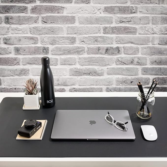 ZBRANDS Leather Desk Mat for Keyboard and Mouse 36" x 20", Midnight Black Desk Pad, Extended Non-Slip Rectangular Keyboard Pad, Laptop and Desktop Computer Keyboard and Mouse Pad, Desk Blotter Mat