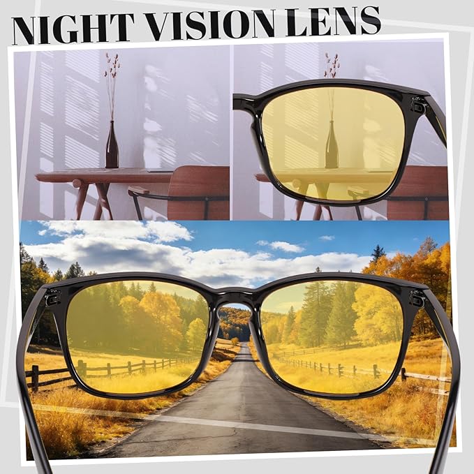 Polarized Sunglasses for Women Men, Night Driving Glasses Anti Glare Yellow Lens UV 400 for Day Night Use