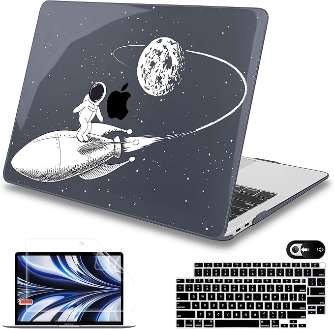 Mektron for MacBook Air 13 inch Case 2021-2018 Release A2337 M1 A2179 A1932, Plastic Hard Shell Case & Keyboard Cover Only Compatible with MacBook Air 13 inch Retina Fits Touch ID,Astronauts