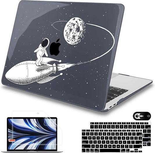 Mektron for MacBook Air 13 inch Case 2021-2018 Release A2337 M1 A2179 A1932, Plastic Hard Shell Case & Keyboard Cover Only Compatible with MacBook Air 13 inch Retina Fits Touch ID,Astronauts