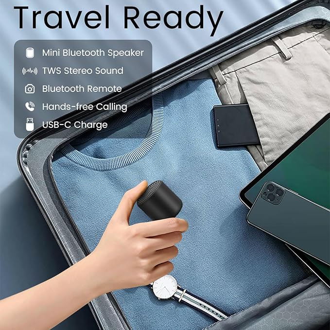 Mini Bluetooth Speaker – Small Portable Tiny Bluetooth Speakers Wireless with TWS Stereo, 5W HD Sound, Bluetooths 5.3, 8H Playtime – Ideal Travel Speaker for Car,Outdoors, Home & Office(1 Pcs)