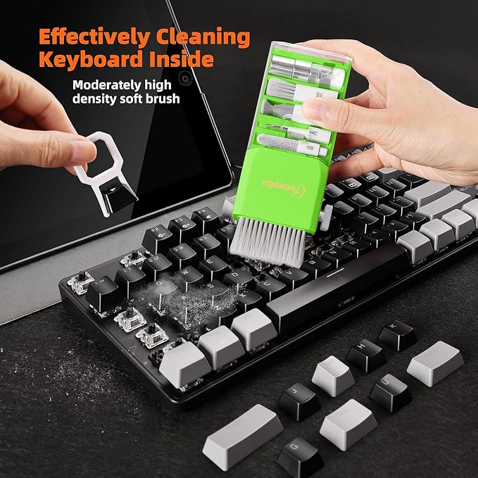 Tassmpitor Laptop Screen Keyboard Cleaner Kit, All in 1 Electronics Cleaning Tool for MacBook iPad iPhone Pro Cell Phone, Brush Tool for Tablet, Computer, PC Monitor,TV Camera Lens with Patent, Green - Image 2
